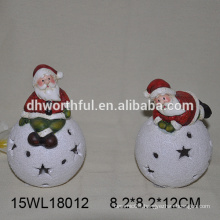 2016 christmas ceramic ornament with santa and snow ball